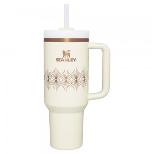 Cream Stanley Deco Collection Quencher H2.0 FlowState™ | 40 OZ Tumbler | 85436-NCJL