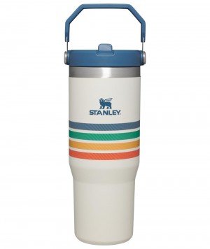 Cream Stripes Stanley The Varsity Iceflow™ Flip Straw Tumbler | 30 OZ Water Bottles | 29183-NDEG