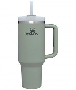 Green Stanley Quencher H2.0 Travel Tumbler | 40 OZ Water Bottles | 18064-EVZT