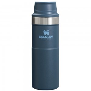 Navy Stanley Classic Trigger Action Travel Insulated Coffee Tumbler | 16 OZ Mugs | 87450-ZXFQ