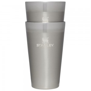 Stainless Steel Grey Stanley Adventure Stacking Stainless Steel Beer Pint | 2 Pack | 16OZ Tumbler Cups | 78530-QETA