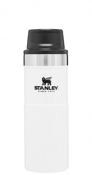 White Stanley Classic Trigger Action Travel Insulated Coffee Tumbler | 16 OZ Mugs | 01432-JKHT